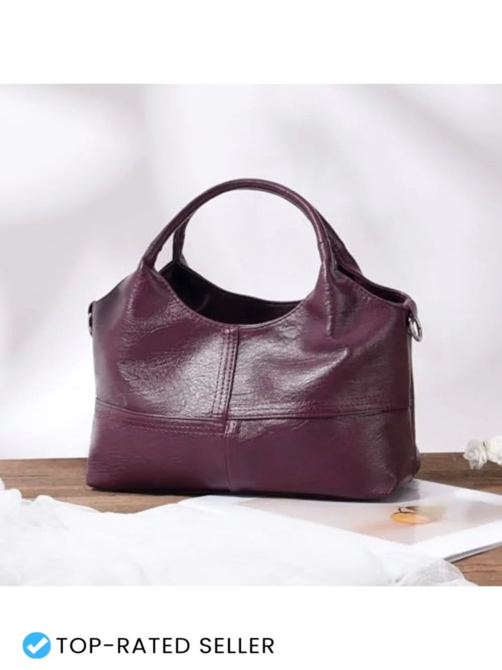 Soft Faux Leather Hobo Handbag Crossbody Satchel Tote with Top Handle